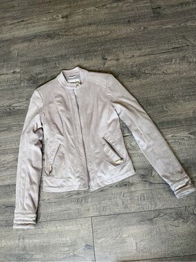 American Rag Light Blush Faux Suede Moto Jacket